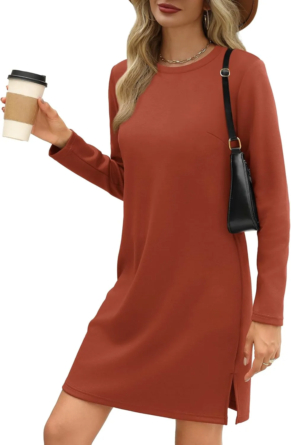 SAMPEEL Dresses for Women 2024 Casual Long Sleeve Dress Trendy Fall Fashion Cozy Travel Airport Outfits