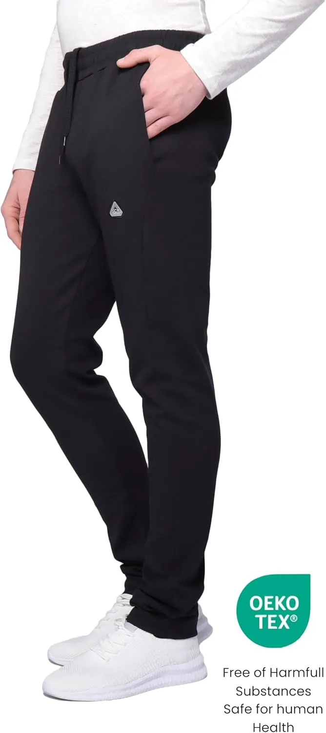 SCR Tall Mens Sweatpants - Cotton Athletic Pants - Men's Joggers with Zipper Pockets - Long Open Bottom Sweat Pants for Men