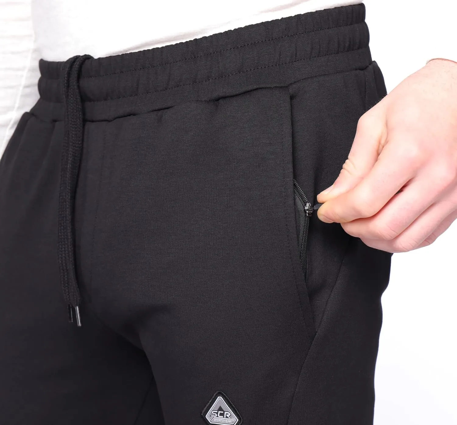 SCR Tall Mens Sweatpants - Cotton Athletic Pants - Men's Joggers with Zipper Pockets - Long Open Bottom Sweat Pants for Men