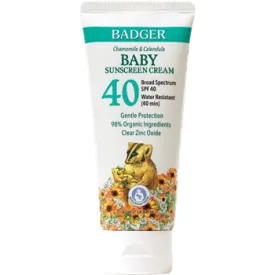 SPF 40 Baby Clear Zinc Sunscreen Cream 2.9oz by W.S. Badger