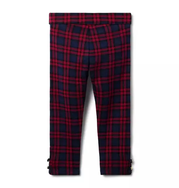Tartan Button Cuff Ponte Pant - Dark Marine Tartan