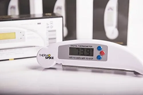 THERMOSPIKE STAINLESS STEEL FOLDING PROBE DIGITAL KITCHEN CHEF THERMOMETER WITH LED READOUT