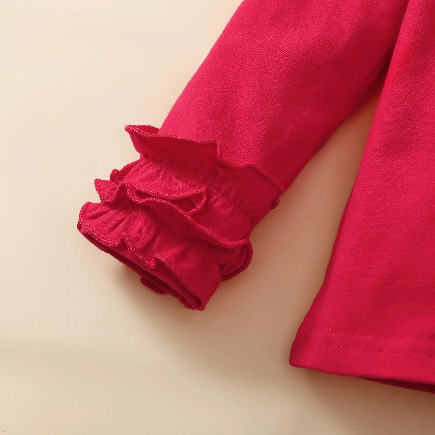 Toddler Baby Girl Solid Color T-Shirt Kids Blouse Plain Ruffle Sleeve Top Cotton Casual Clothes