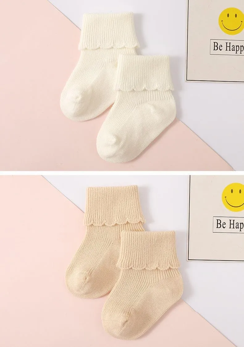 Toptim Newborn Cuff Socks for Baby Girls - Infant Toddler Crew Ankle