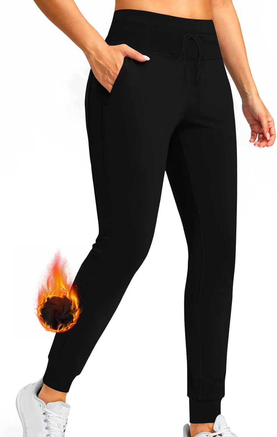 Women's Sherpa Fleece Lined Joggers Running Hiking Thermal Sweat Pants Winter Warm Gym Athletic Ski Lounge Trousers