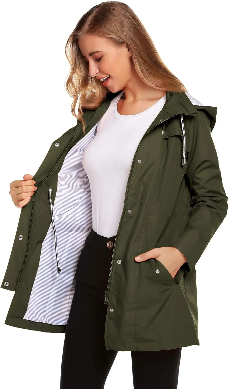 ZHENWEI Womens Lightweight Hooded Waterproof Active Outdoor Rain Jacket S-XXL