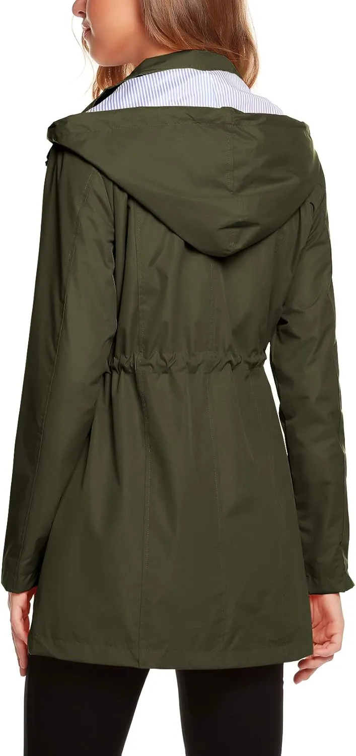 ZHENWEI Womens Lightweight Hooded Waterproof Active Outdoor Rain Jacket S-XXL