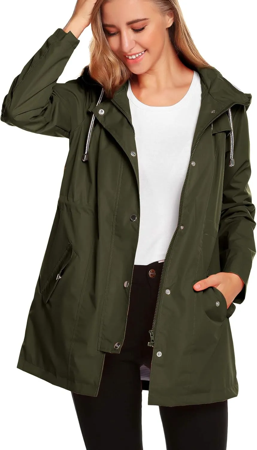 ZHENWEI Womens Lightweight Hooded Waterproof Active Outdoor Rain Jacket S-XXL