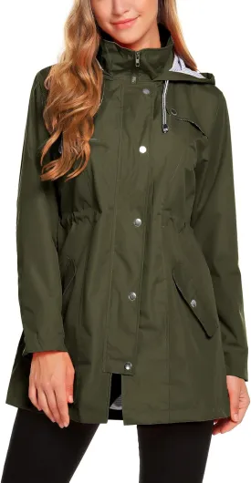 ZHENWEI Womens Lightweight Hooded Waterproof Active Outdoor Rain Jacket S-XXL